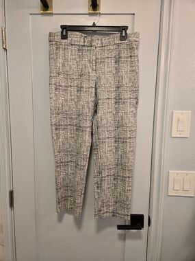 Gray Textured Straight-Leg Ankle Crop Women's Dress Pants